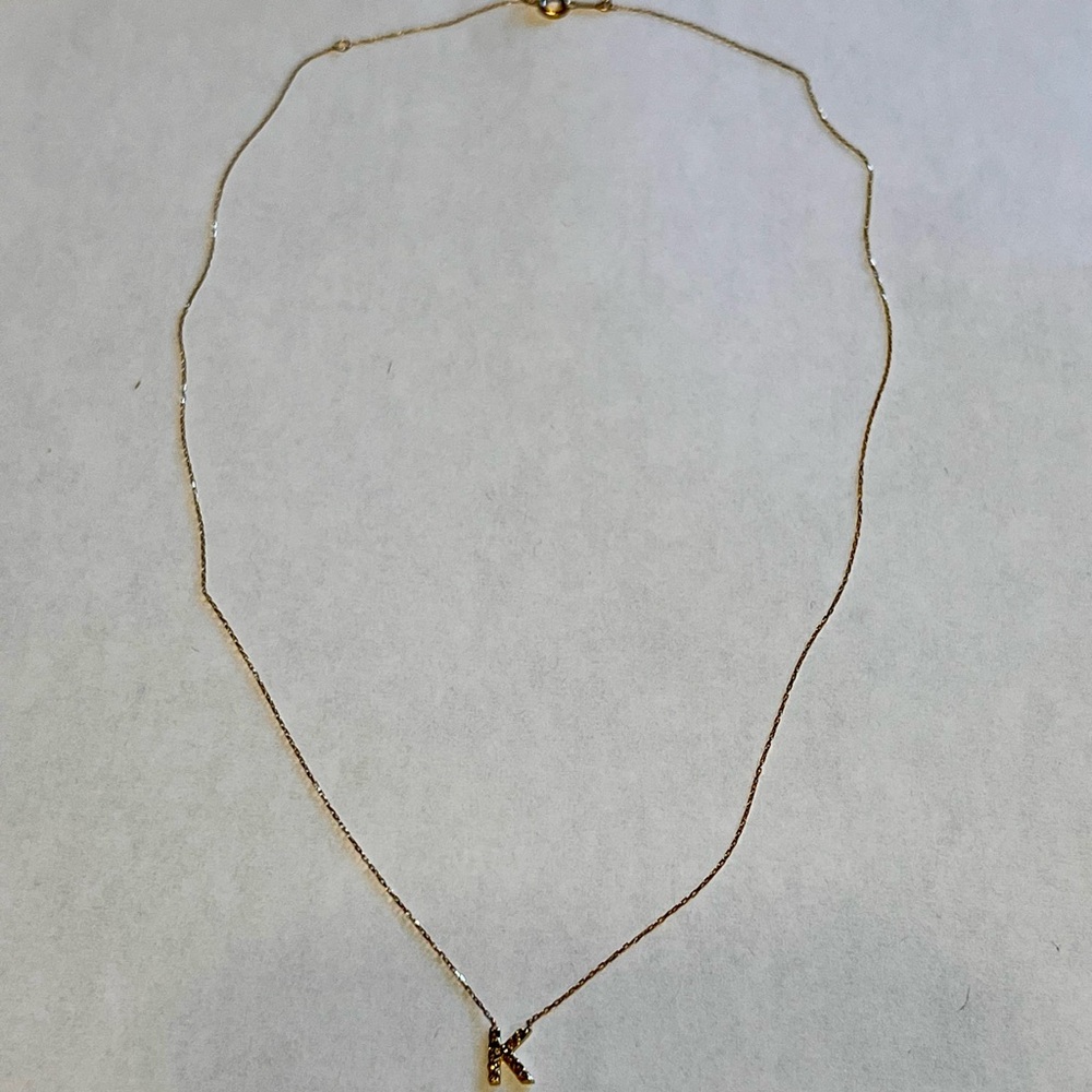 18k yellow gold natural diamonds letter K necklace 16-18”